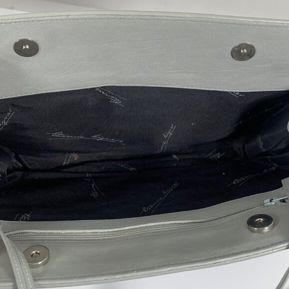 Vintage 1980s ETIENNE AIGNER Gray Leather Shoulder Bag Clutch Magnetic Closure - Picture 7 of 10